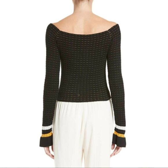 3.1 Philip Lim off the shoulder stripe trim sweater Small - Picture 2 of 6
